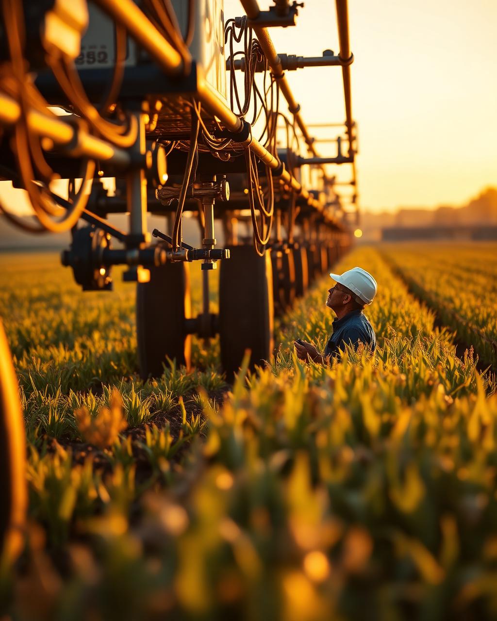 Operação agroindustrial com maquinário pesado em campo