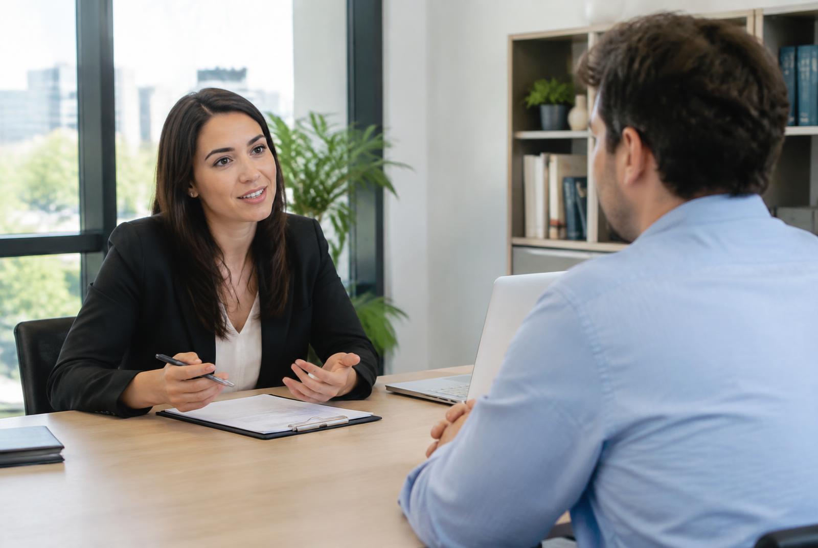 Conversation between recruiter and professional during an interview
